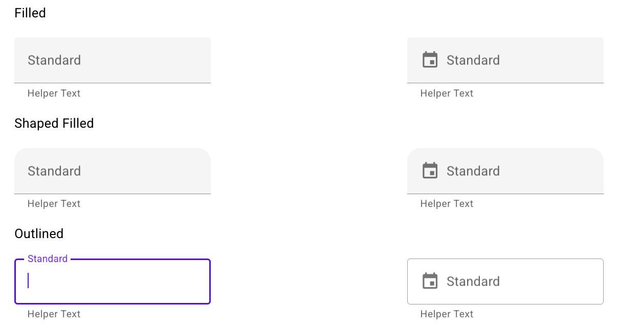 Text field variants
