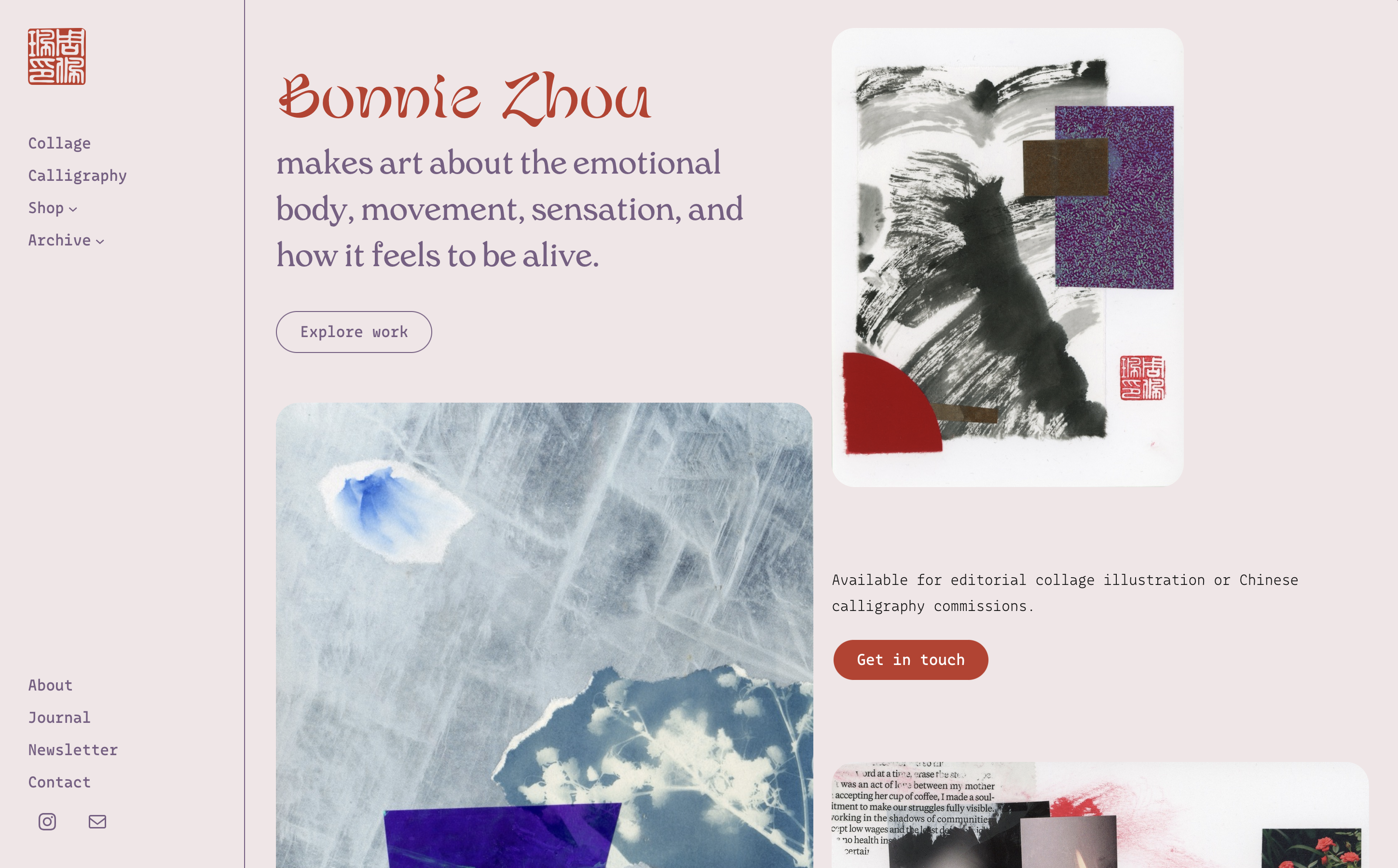 bonniezhou.com homepage